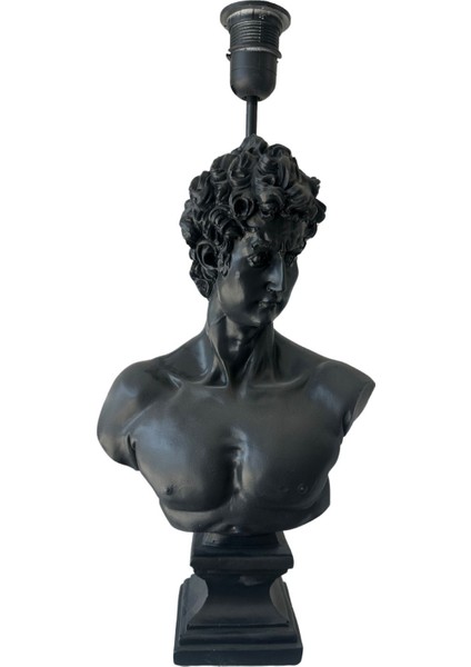 Antrasit Renkli Büyük Çatık Kaşlı Davud Büst Abajur, Ev ve Ofis Dekorasyonu modelleri