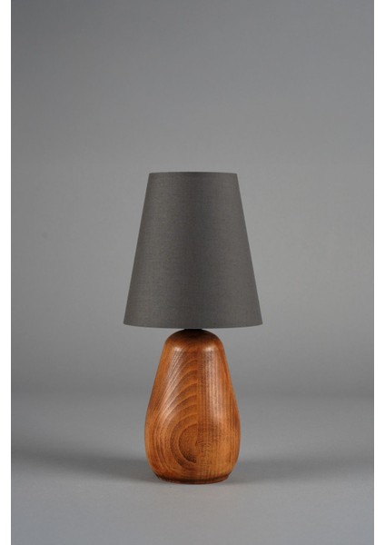 Ahşap Abajur Naturel-Antrasit, 16X16X35 Cm, Şık ve Doğal Tasarım