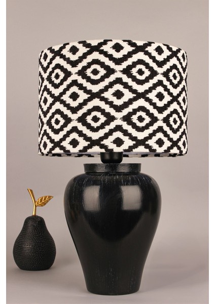 Şık Siyah El Yapımı Seramik Abajur, Dekoratif Işıklandırma Öğesi