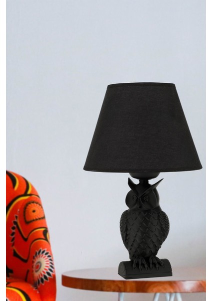 Şık Siyah Baykuş Masa Lambası, Ev ve Ofis Dekorasyonu Için Harika Bir Seçenek