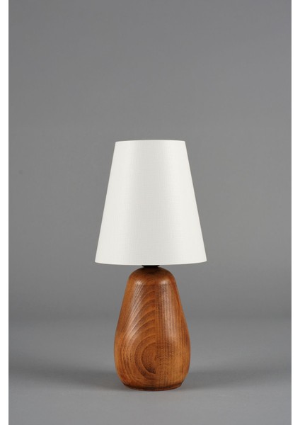 Doğal Ahşap Abajur, Beyaz Renk, 16X16X35 Cm, Şık ve Modern Tasarım