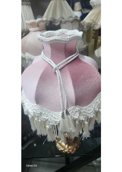 Pembe Klasik Abajur, 51CM Bronz Ayak, Şık ve Zarif Ev Dekorasyonu Seçeneği modelleri