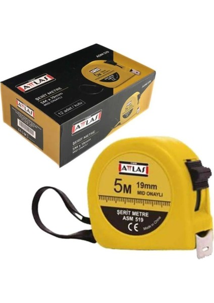 Şerit Metre Atlas 5 Metre, Dayanıklı Ölçüm Aracı, Pratik ve Kullanışlı Ürün