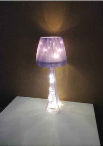 Mor Renkli Cam Şişe Abajur, Gece ve Aydınlatma Için Şık Dekoratif Lamba