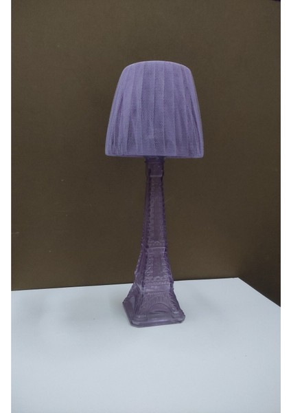 Mor Renkli Cam Şişe Abajur, Gece ve Aydınlatma Için Şık Dekoratif Lamba