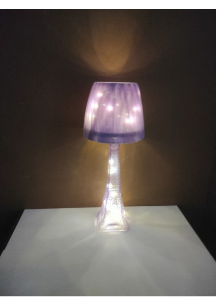 Mor Renkli Cam Şişe Abajur, Gece ve Aydınlatma Için Şık Dekoratif Lamba