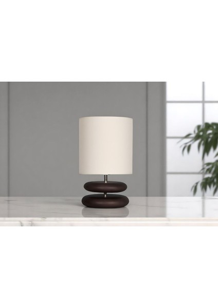 Koyu Ceviz Ahşap Rock Abajur, Şık ve Doğal Ev Dekoru Için Ideal Seçenek