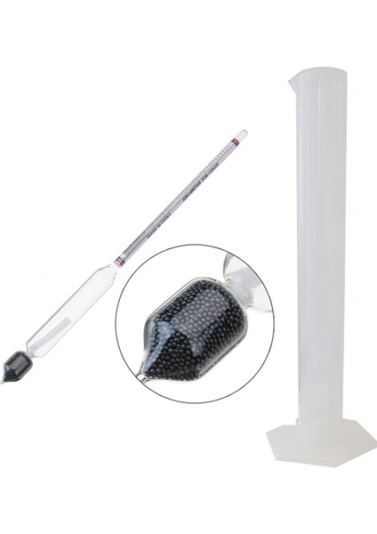 0-100 Derece Alkol ve Dansimetre Seti, 250 ml Ölçüm Kabı ile