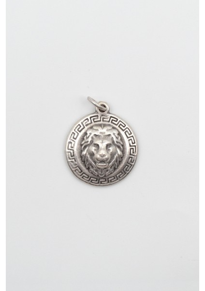 Aslan Figürlü Kolye Ucu - Antik Gümüş Kaplama