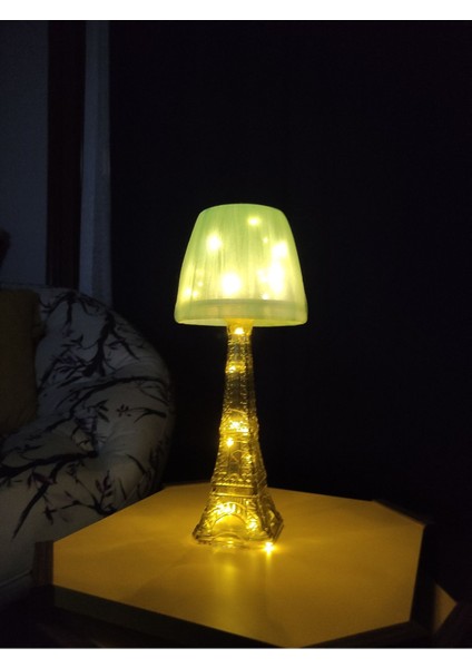 Yeşil Eyfel Kulesi Cam Şişe Abajur, Peri LED Gece Lambası, Sıcak ve Şık Aydınlatma