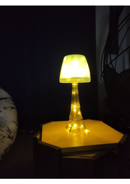 Yeşil Eyfel Kulesi Cam Şişe Abajur, Peri LED Gece Lambası, Sıcak ve Şık Aydınlatma