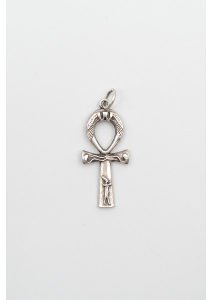 Ankh Yaşam Sembolü Kolye Ucu - Antik Gümüş Kaplama