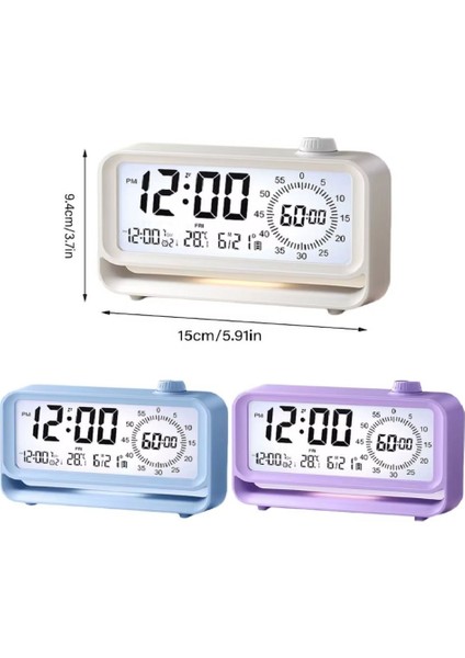 Beyaz LED Masa Saati, Alarm ve Sıcaklık Ölçer, Şık ve Modern Tasarım modelleri