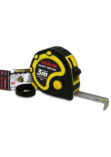 Yüksek Kaliteli 3m Şerit Metre, 2 Yıl Garanti, Hassas Ölçüm, Dayanıklı Tasarım
