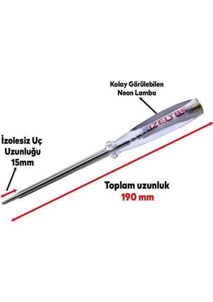 Düz Uç Elektrik Kontrol Kalemi 190MM, Yeni Model modelleri