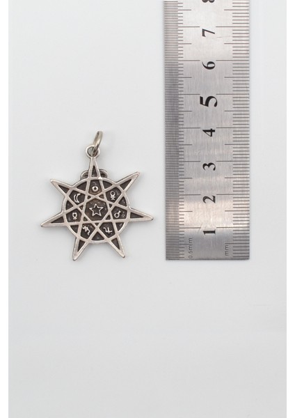 Heptagram Astroloji 7 Nokta Yıldız Kolye - Pu Deri Ip Zincirli Unisex Gümüş Kaplama - 60 cm modelleri