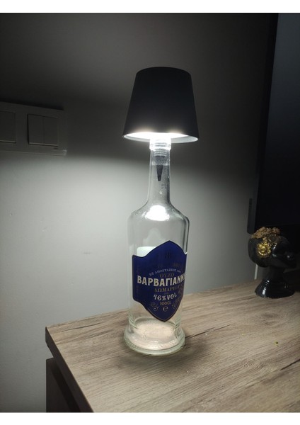 Şık Siyah 3 Kademe Dokunmatik Şarj Edilebilir Abajur Şişe