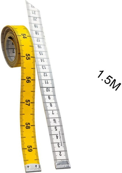 Çift Yönlü 150 cm Şeffaf Mezura, Kutulu, 2 Adet, cm ve Inch Ölçüleriyle Kullanıma Hazır indirimleri