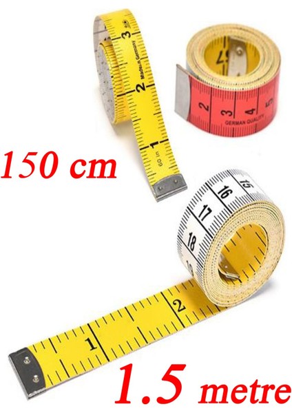 Çift Yönlü 150 cm Şeffaf Mezura, Kutulu, 2 Adet, cm ve Inch Ölçüleriyle Kullanıma Hazır
