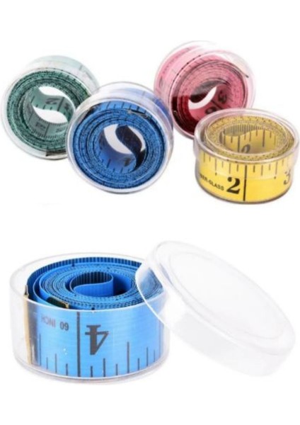 Çift Yönlü 150 cm Şeffaf Mezura, Kutulu, 2 Adet, cm ve Inch Ölçüleriyle Kullanıma Hazır