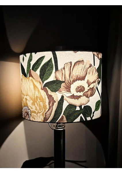 El Yapımı Silindir Abajur Şapkası, Beyaz, Yüksek Kaliteli Kumaş, 40 cm Çap 30 cm Yükseklik