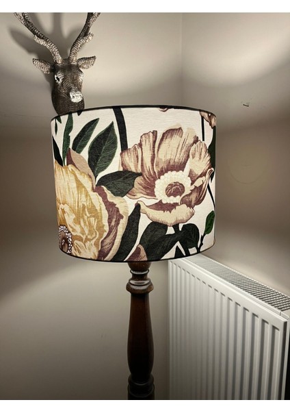 El Yapımı Silindir Abajur Şapkası, Beyaz, Yüksek Kaliteli Kumaş, 40 cm Çap 30 cm Yükseklik modelleri