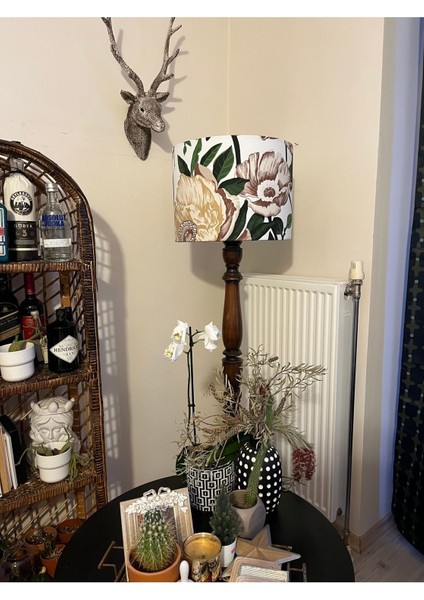 El Yapımı Silindir Abajur Şapkası, Beyaz, Yüksek Kaliteli Kumaş, 40 cm Çap 30 cm Yükseklik indirimleri