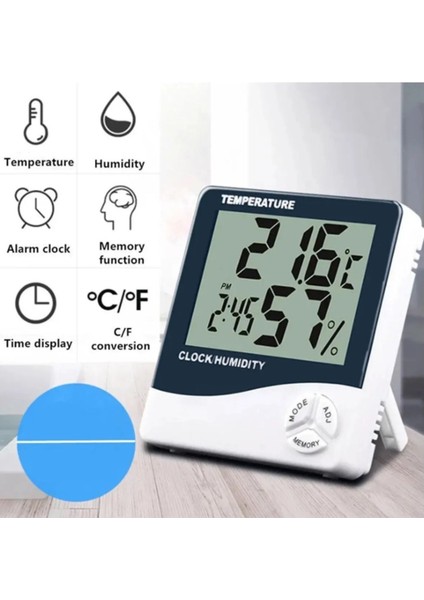Dijital Termometre Nem Ölçer, LCD Ekran, Duvar ve Masa Tipi, Beyaz fiyatları