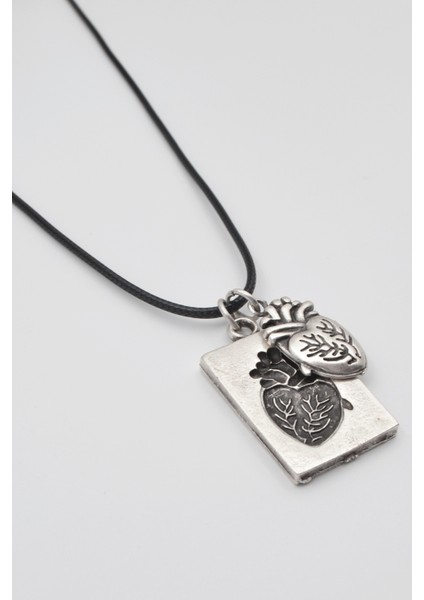 Anatomik Kalp Bulmaca Kolye - Pu Deri Ip Zincirli Unisex Gümüş Kaplama - 60 cm fiyatları