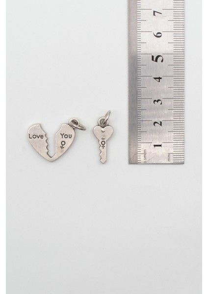 Kalp ve Anahtar 'love' Yazılı Kolye - Örme Ithal Zincirli Unisex Gümüş Kaplama - 60 cm fırsatları