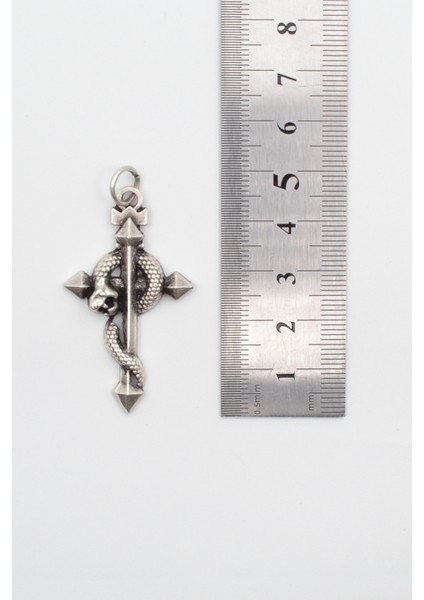 Yılanlı Haç Kolye - Örme Ithal Zincirli Unisex Gümüş Kaplama Sembolik Kolye - 60 cm fırsatları