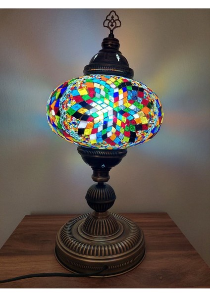 El Yapımı Çok Renkli Mozaik Abajur, 57 Cm, Şık ve Büyük Boy Tasarım fiyatları