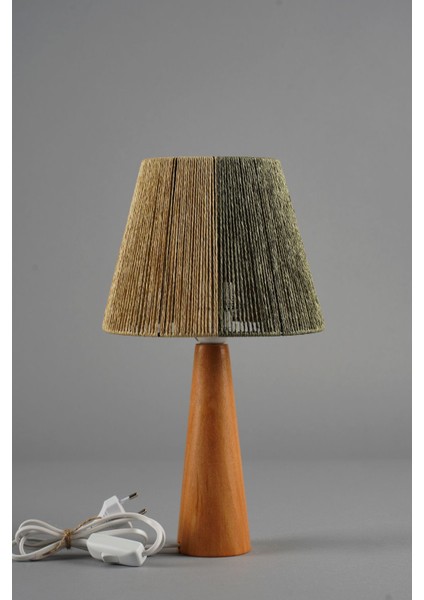 Ahşap Abajur Naturel-Kahverengi-Saman-Haki, 22X22X38 Cm, Renkli Tasarım fiyatları