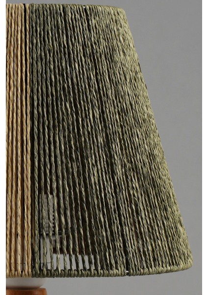 Ahşap Abajur Naturel-Kahverengi-Saman-Haki, 22X22X38 Cm, Renkli Tasarım modelleri