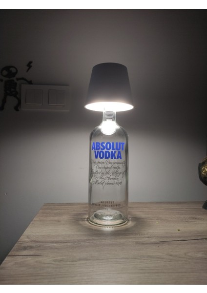 Beyaz 3 Kademe Dokunmatik Şişe Abajur, Şarjlı ve USB Girişli, Özel Tasarım