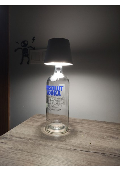 Beyaz 3 Kademe Dokunmatik Şişe Abajur, Şarjlı ve USB Girişli, Özel Tasarım