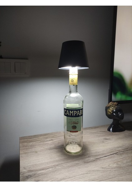 Beyaz 3 Kademe Dokunmatik Şişe Abajur, Şarjlı ve USB Girişli, Özel Tasarım