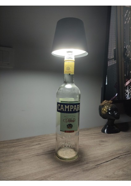 Beyaz 3 Kademe Dokunmatik Şişe Abajur, Şarjlı ve USB Girişli, Özel Tasarım fırsatları