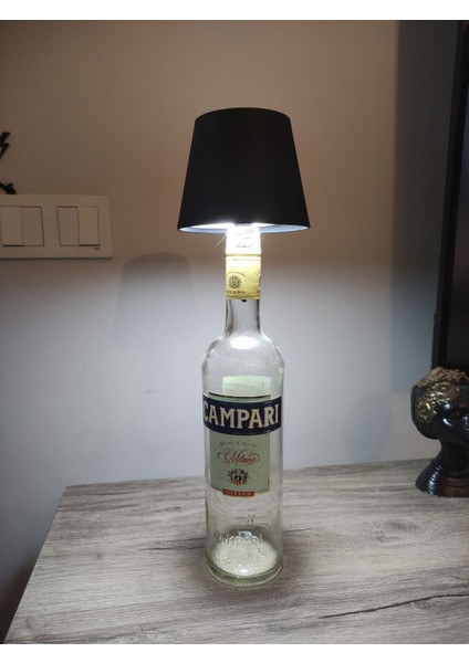 Beyaz 3 Kademe Dokunmatik Şişe Abajur, Şarjlı ve USB Girişli, Özel Tasarım indirimleri