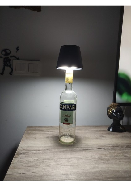 Beyaz 3 Kademe Dokunmatik Şişe Abajur, Şarjlı ve USB Girişli, Özel Tasarım