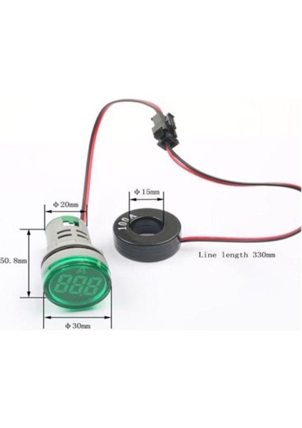 Digital LED Ampermetre Ø22, 0-100V, Yeşil Işık, Güçlü ve Güvenilir Ölçüm Cihazı modelleri