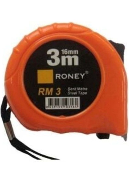 3 Şerit Metre, 3 Mt, 16 mm Ölçü, Dayanıklı ve Kullanışlı Ölçüm Aracı