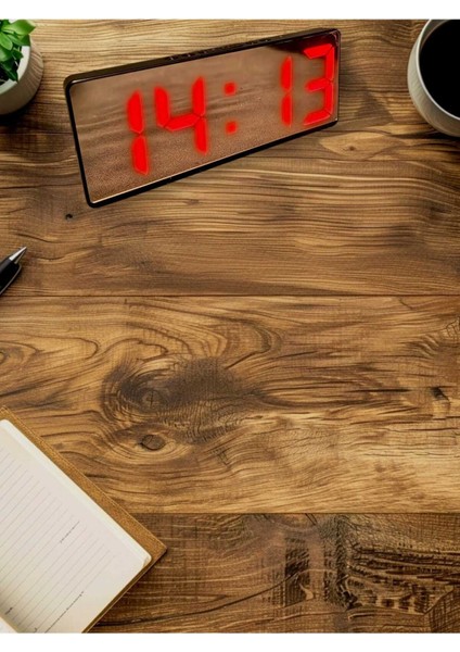 Aynalı LED Büyük Rakamlı Dijital Saat, Pilli ve USB Bağlantılı, Çift Alarmlı