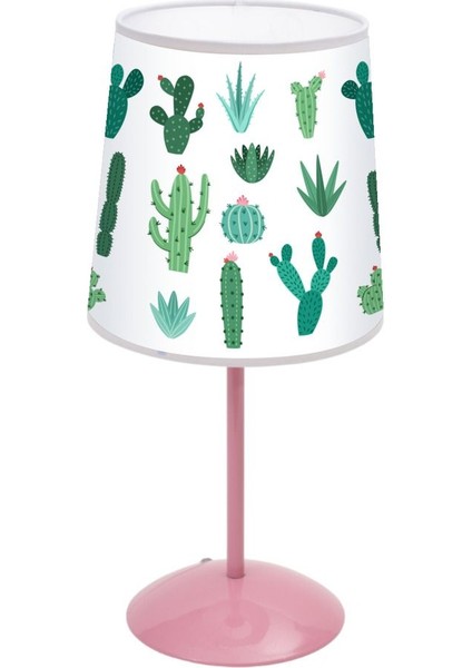 Yeşil Kaktüs Desenli Çocuk ve Bebek Odası Masa Aydınlatması
