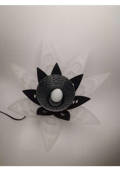 Şık Siyah Çiçek Desenli Dekoratif Masa Lambası ve Gece Işığı indirimleri