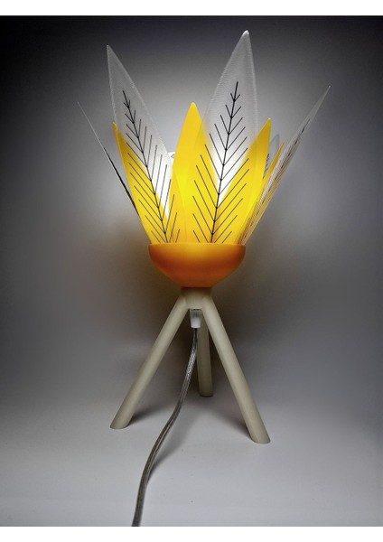 Beyaz Modern Dekoratif Masa Lambası, Gece ve Çiçek Detaylı Tasarım fiyatları