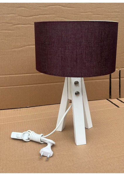 Mor Kumaşlı 3 Ayaklı Masa Üstü Abajur, Şık ve Kullanışlı Aydınlatma Seçeneği fiyatları