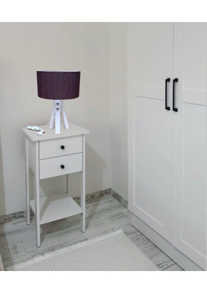 Mor Kumaşlı 3 Ayaklı Masa Üstü Abajur, Şık ve Kullanışlı Aydınlatma Seçeneği modelleri