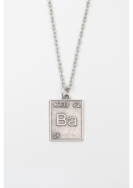 Modern Breaking Bad Ba Element Kolye - Düz Ezme Ithal Zincirli Unisex Gümüş Kaplama - 60 cm