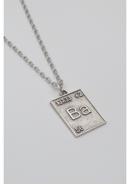 Modern Breaking Bad Ba Element Kolye - Düz Ezme Ithal Zincirli Unisex Gümüş Kaplama - 60 cm